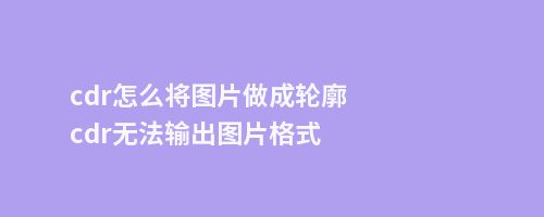 cdr怎么将图片做成轮廓cdr无法输出图片格式