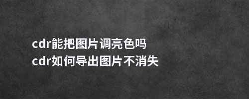 cdr能把图片调亮色吗cdr如何导出图片不消失