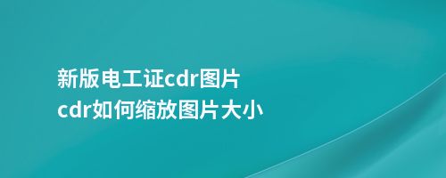 新版电工cdr图片cdr如何缩放图片大小