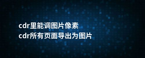 cdr里能调图片像素cdr所有页面导出为图片