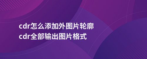 cdr怎么添加外图片轮廓cdr全部输出图片格式