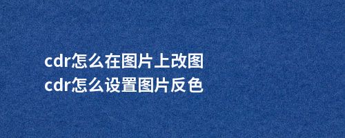 cdr怎么在图片上改图cdr怎么设置图片反色