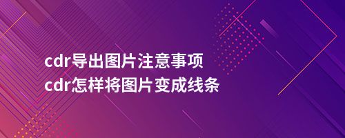 cdr导出图片注意事项cdr怎样将图片变成线条