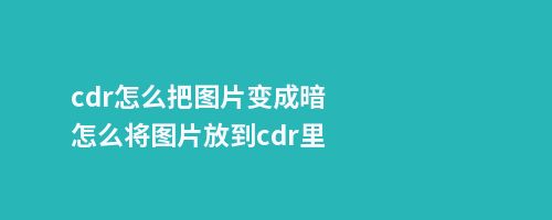 cdr怎么把图片变成暗怎么将图片放到cdr里